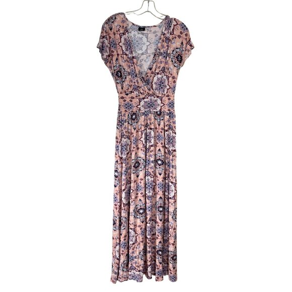 Agnes & Dora Knit Spencer Maxi Dress Cap Sleeve V-Neck Peach XS Extra Small - Picture 1 of 5